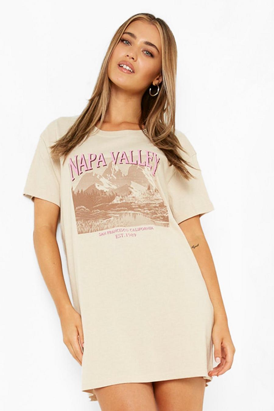 Vestito T-shirt con stampa Napa Valley, Stone image number 1