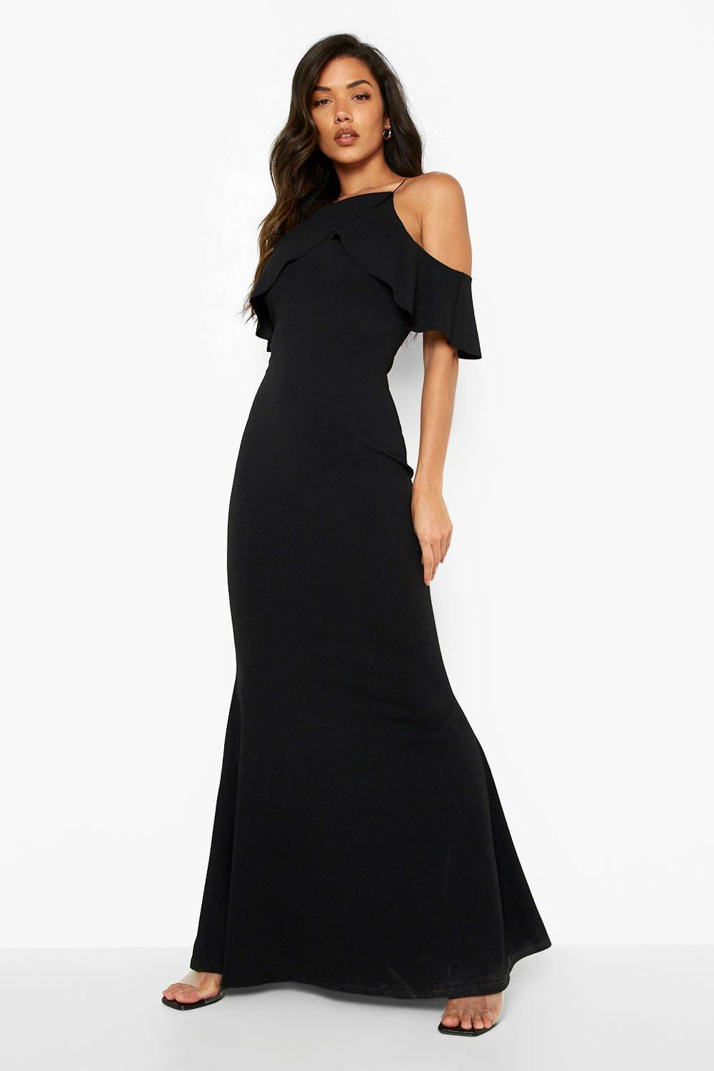 Cold shoulder on sale ruffle maxi dress