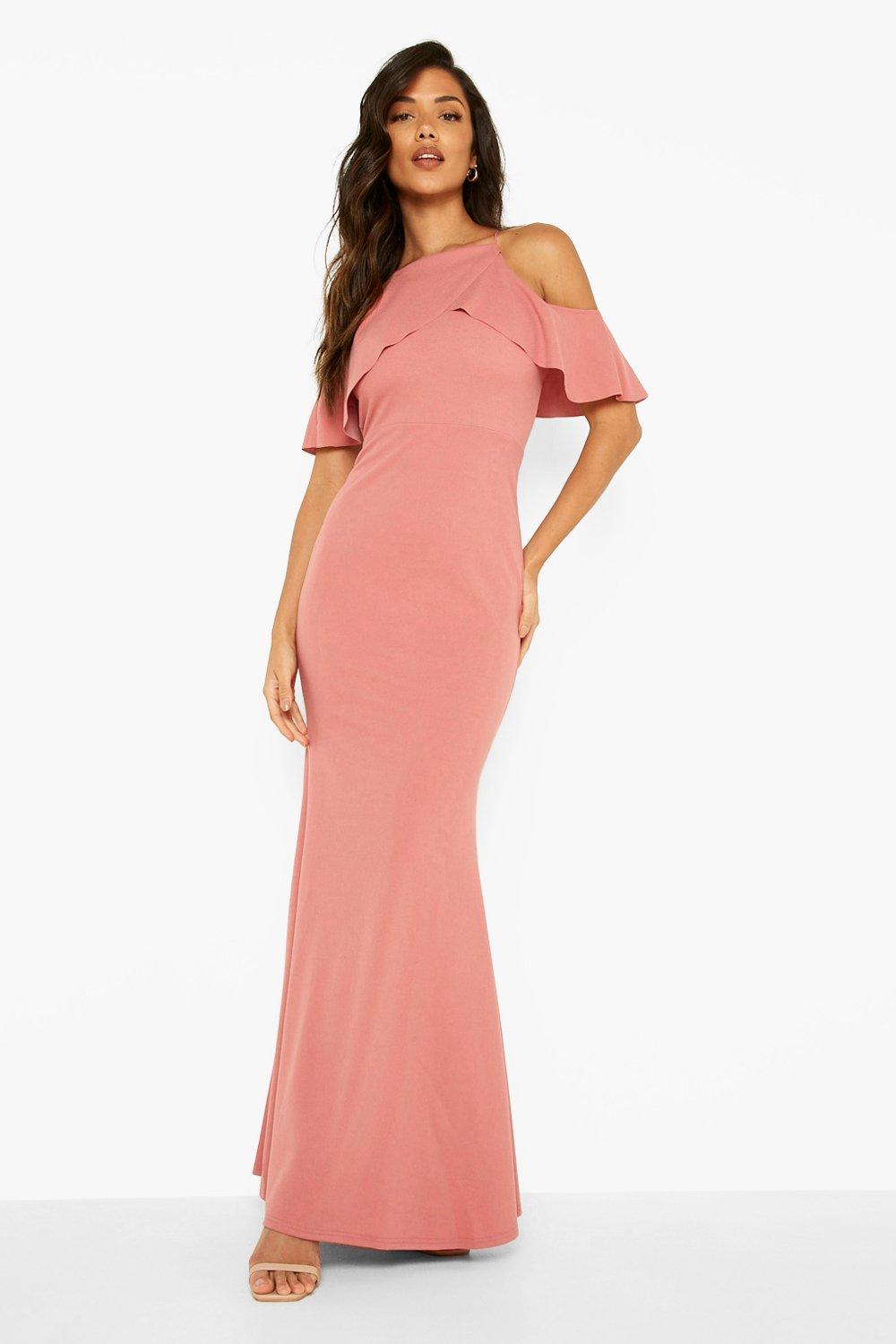 rose cold shoulder dress