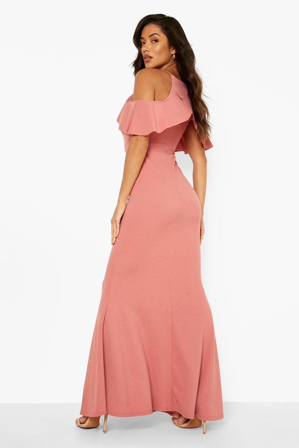 rose cold shoulder dress