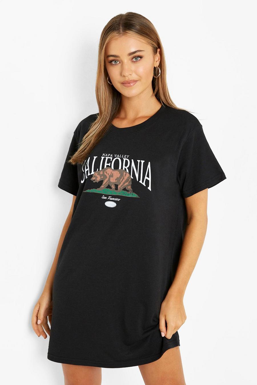 T-Shirt-Kleid mit California Napa Valley Print, Black image number 1
