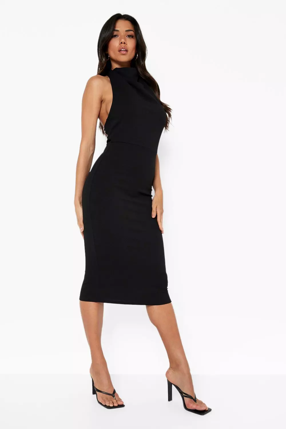 cowl neck bodycon dress