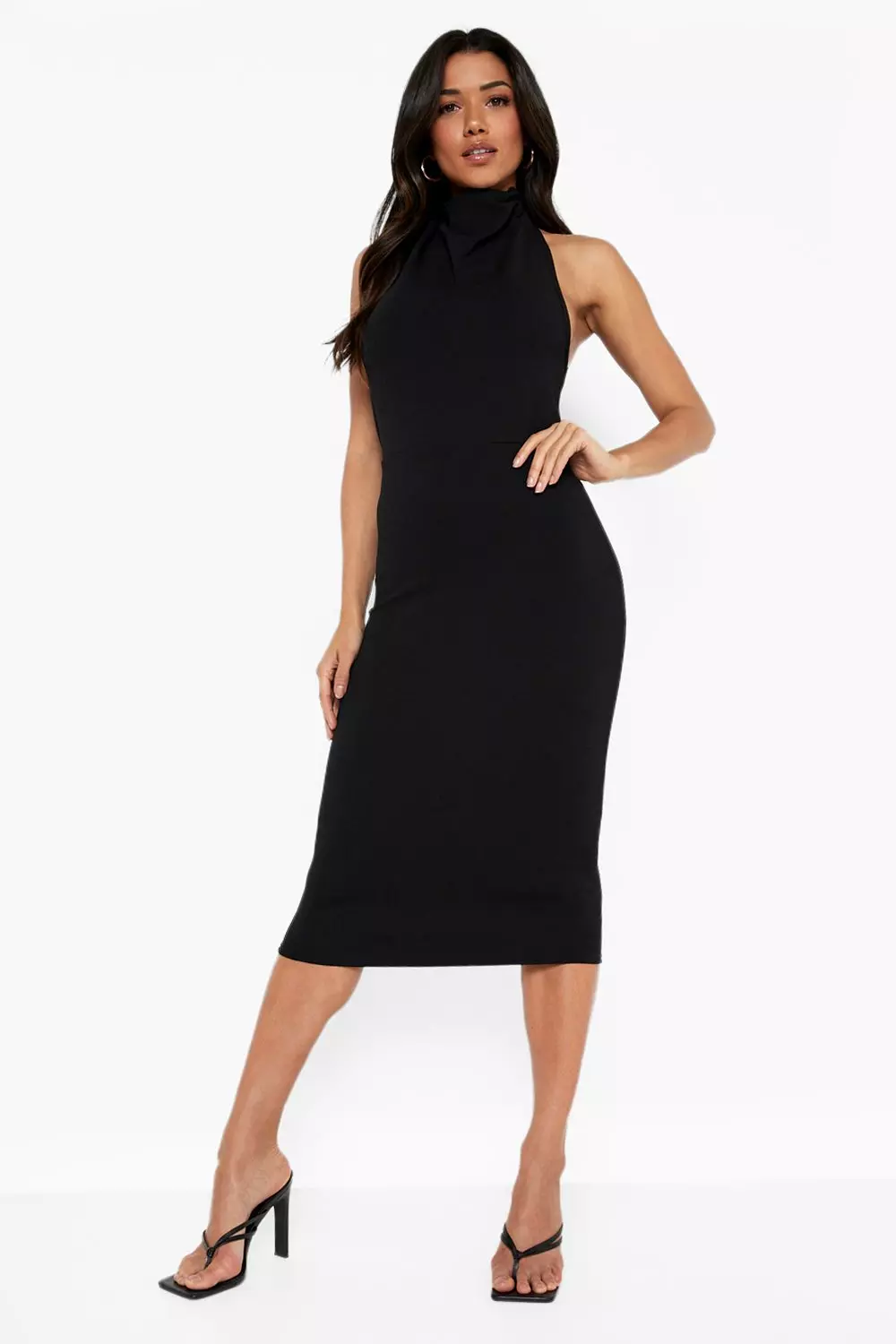 High neck bodycon midi hot sale dress