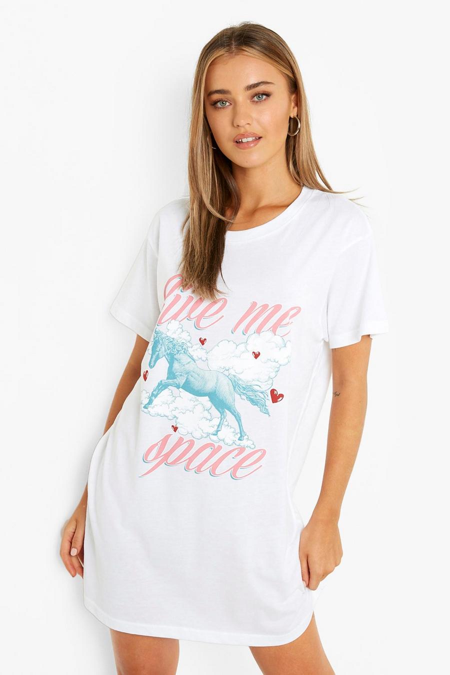 Robe t-shirt à imprimé "Give me space", White image number 1