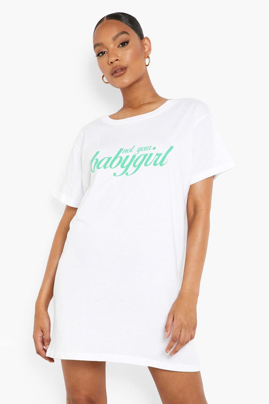 T-Shirt-Kleid mit „Baby Girl“-Slogan, Weiß image number 1