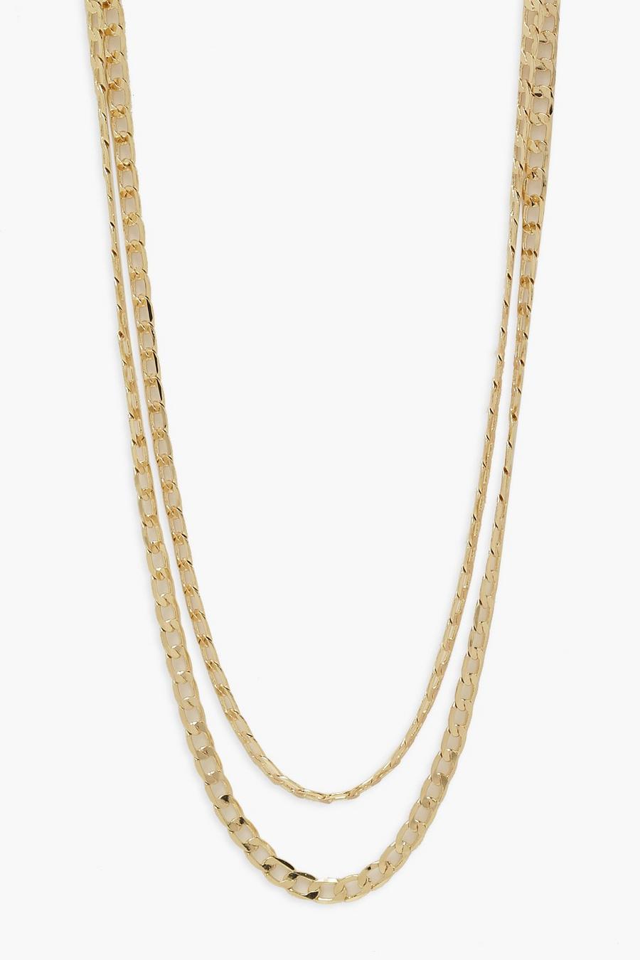 Gold Double Layer Simple Curb Chain Choker image number 1