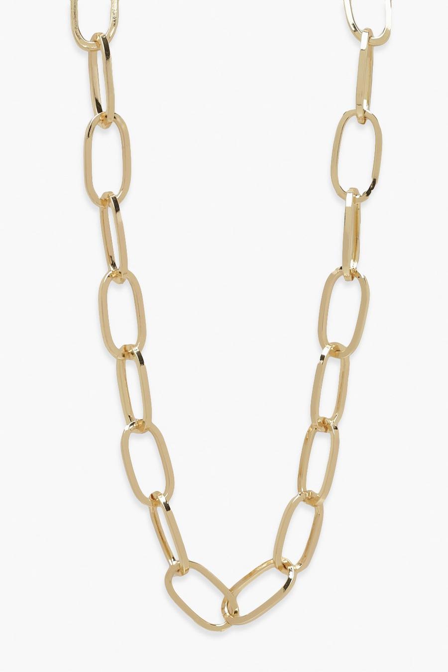 Gold Chunky Slim Link Chain Necklace image number 1