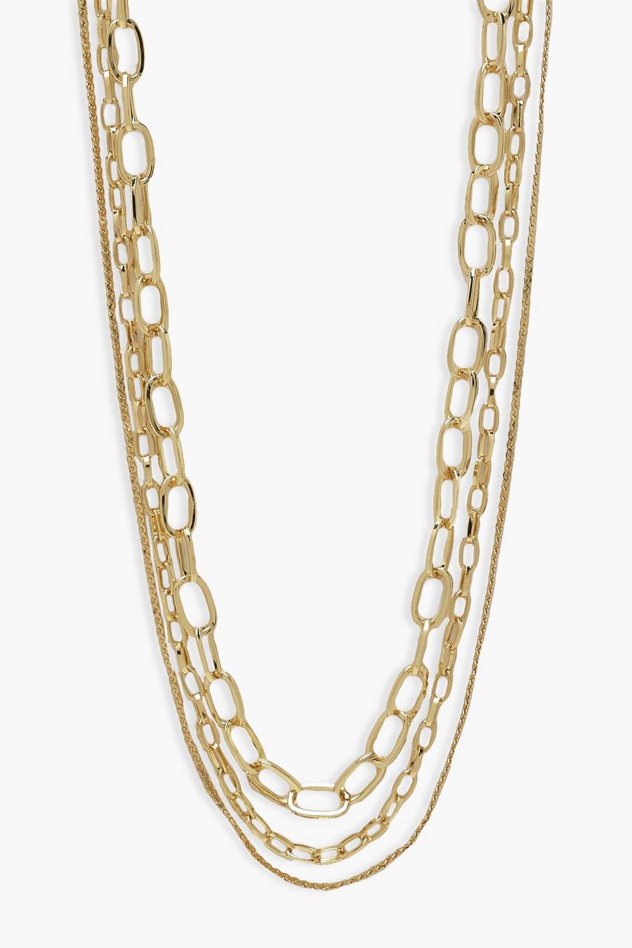 Gold 3 Chain Layered Necklace image number 1