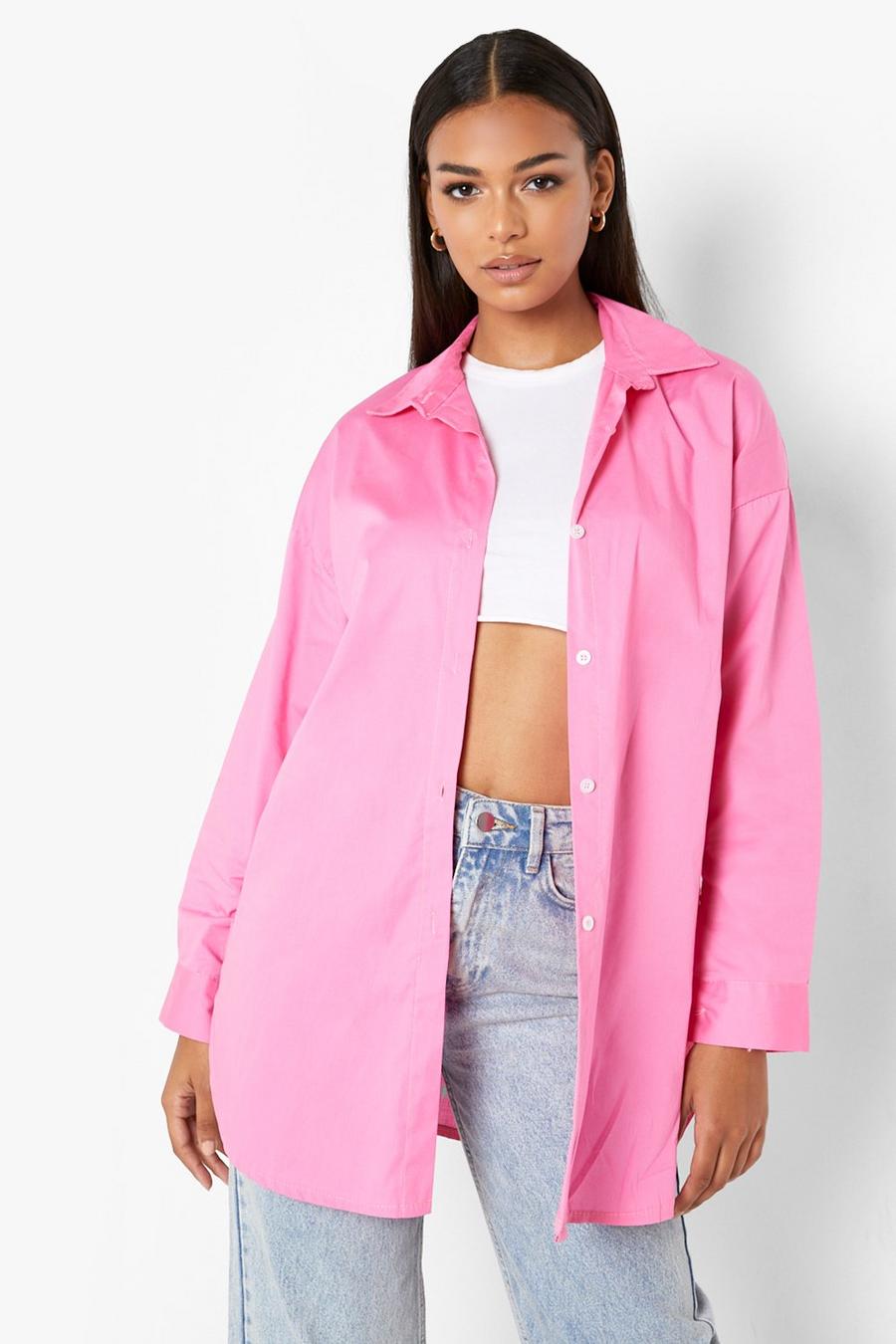 Neon-pink Oversize neonfärgad skjorta image number 1