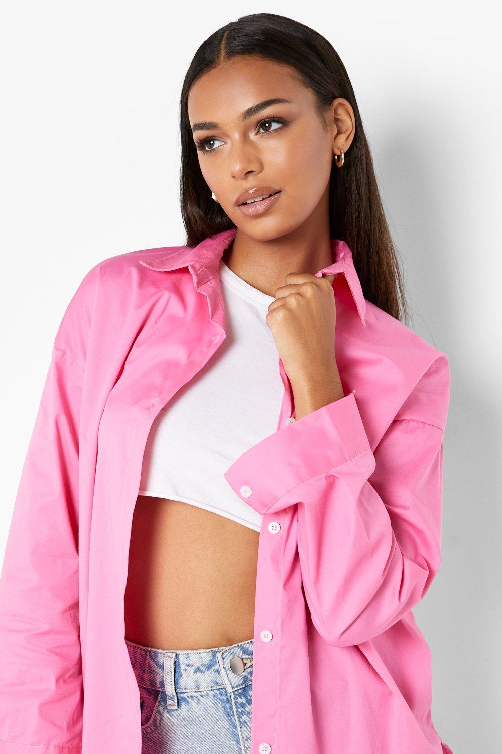 Pink oversized 2024 shirt womens