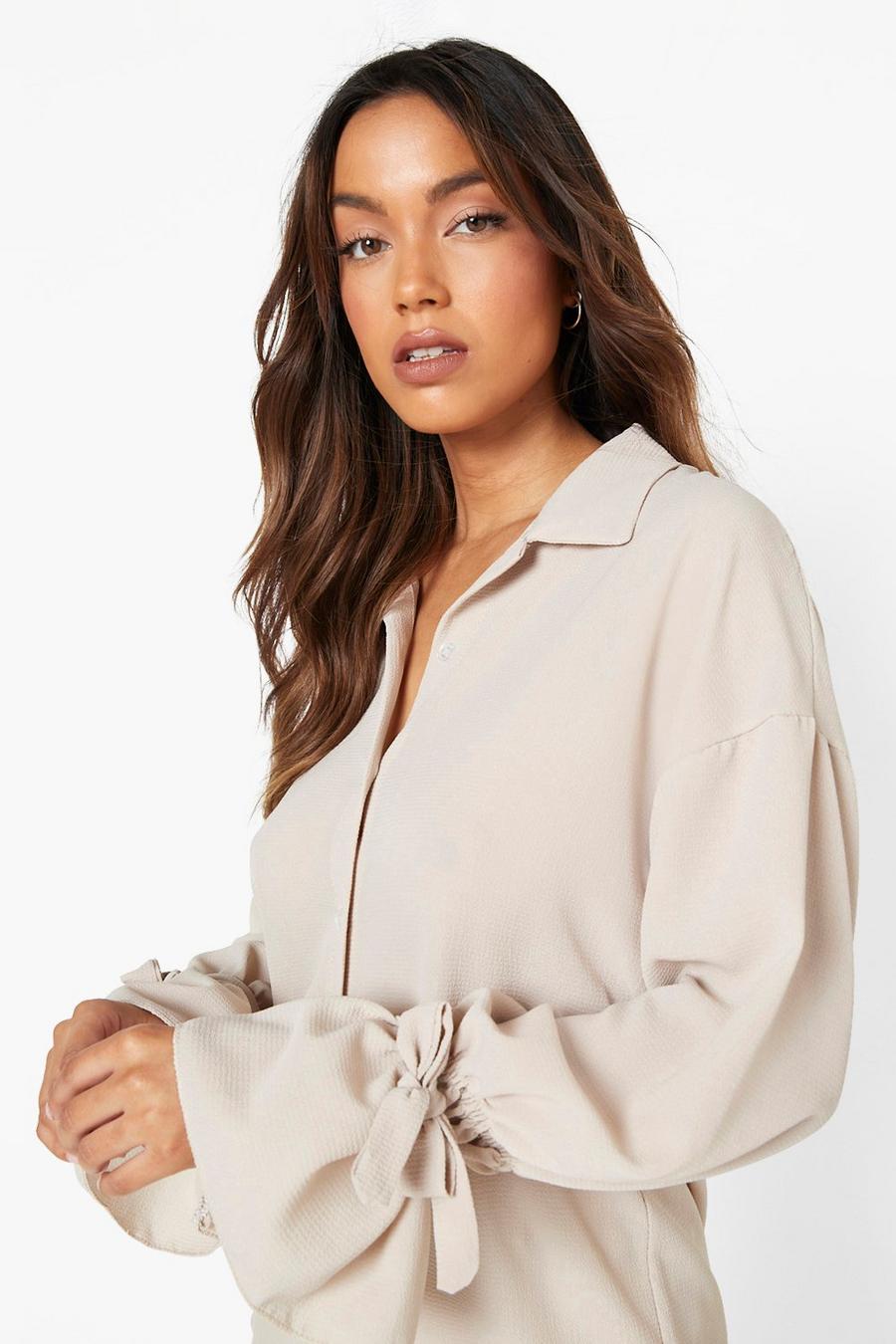 Stone Tie Detail Oversized Shirt image number 1