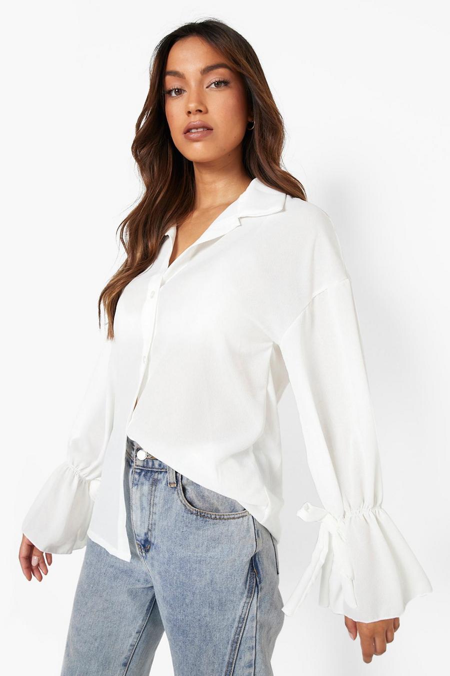 White Tie Detail Oversized Shirt image number 1