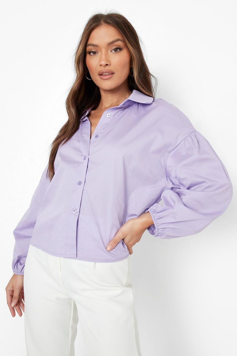 Lilac Oversize skjorta med volymärm image number 1