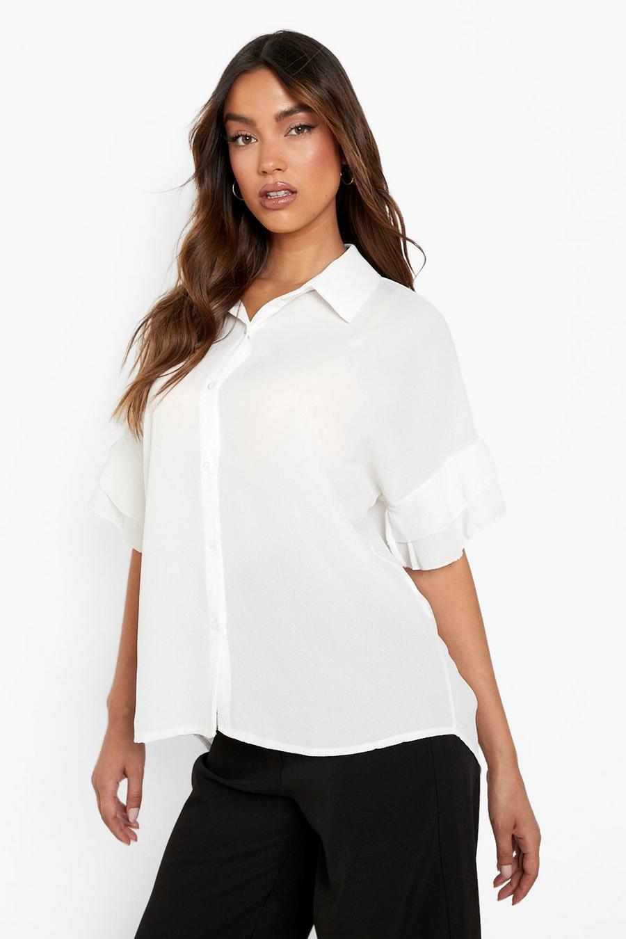 White Frill Sleeve Shirt image number 1