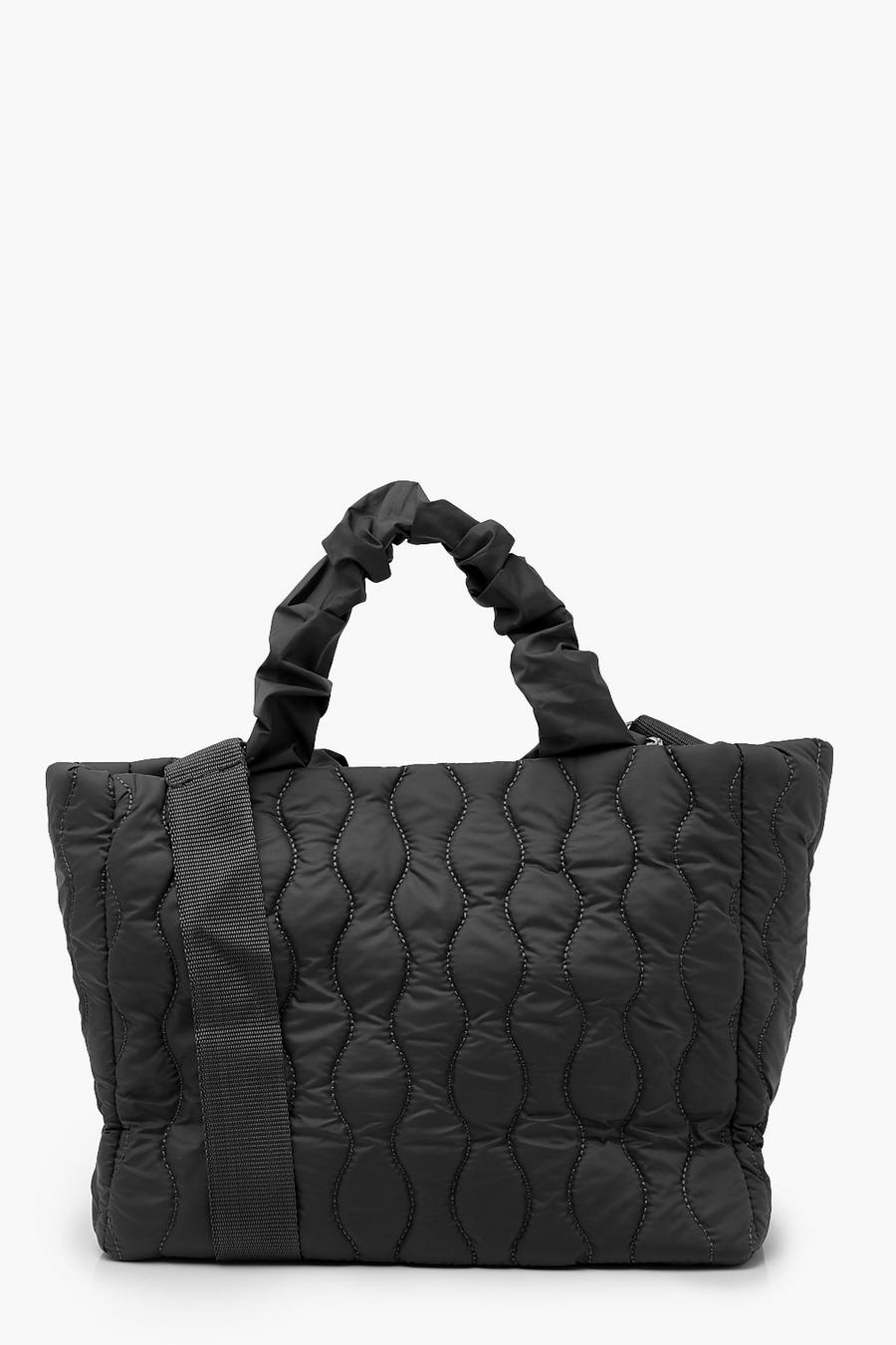 Oversized Quilted Cross Body Bag, Black image number 1