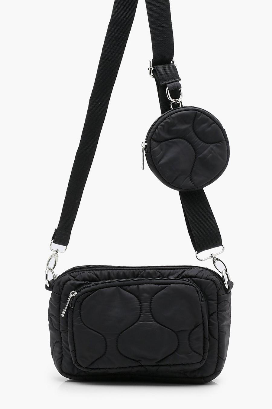 Nylon Umhängetasche mit Multi-Taschen, Black image number 1