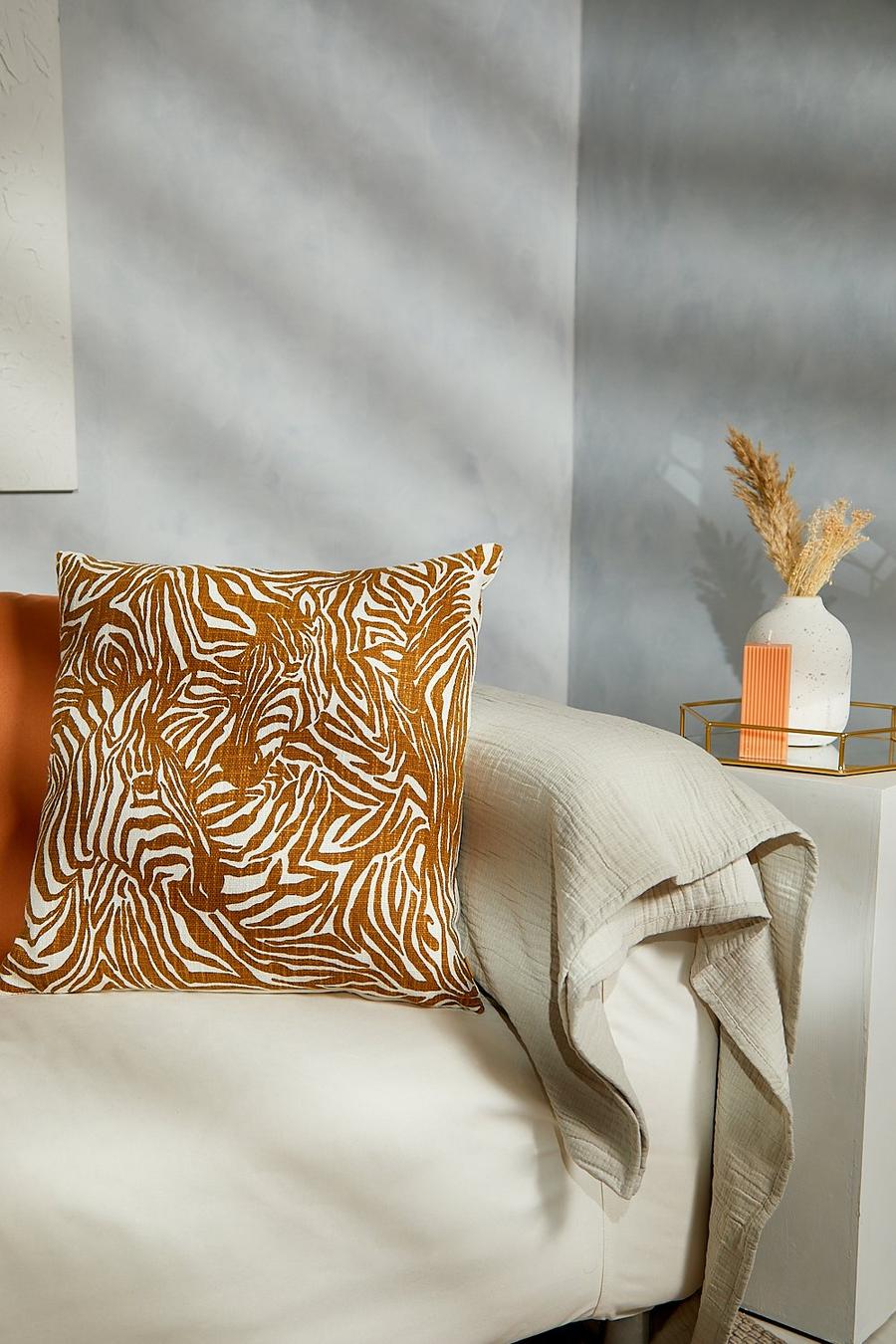 Mustard Zebra Textured Cushion image number 1