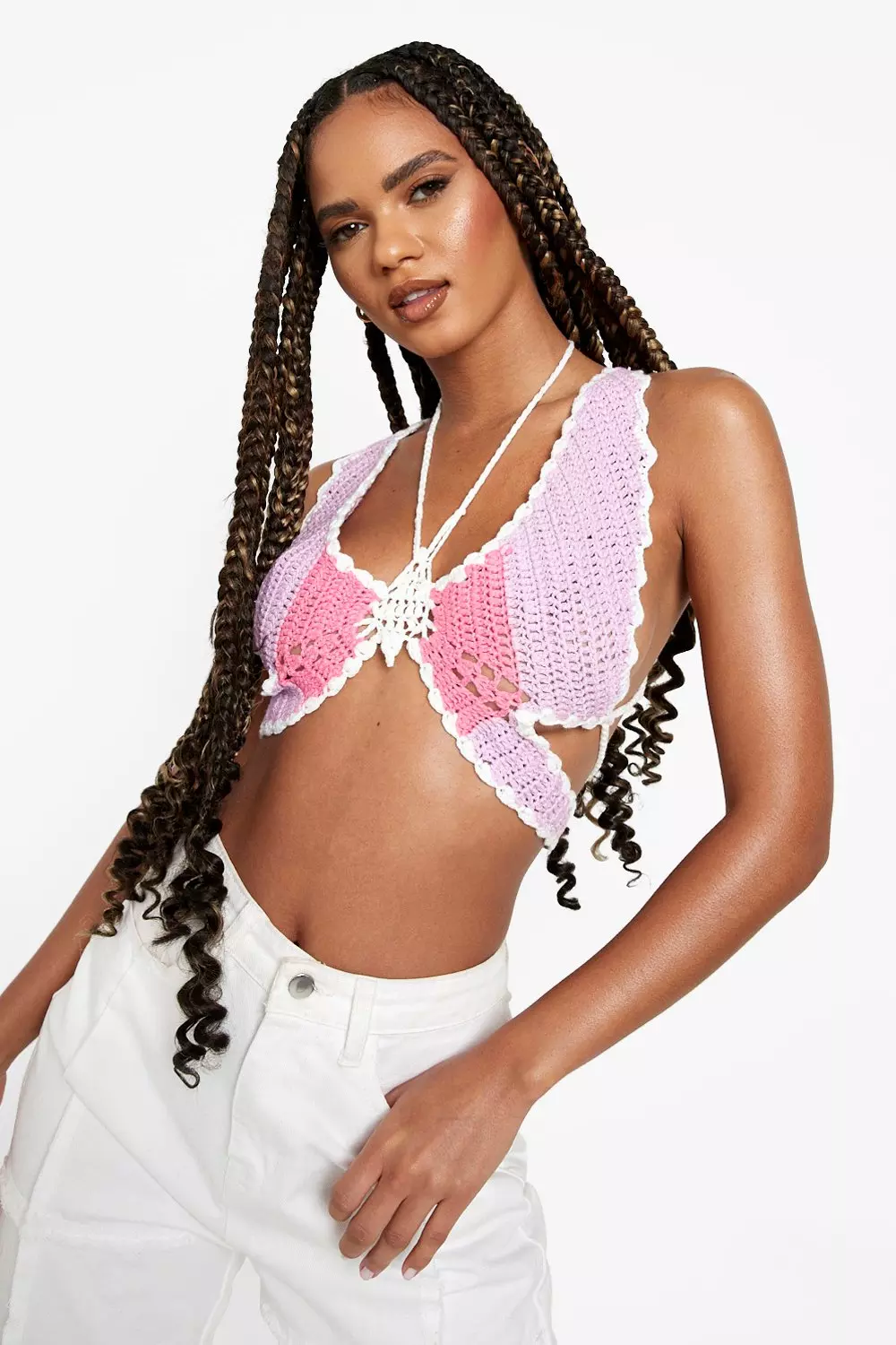 Knitted Butterfly Crochet Crop Top