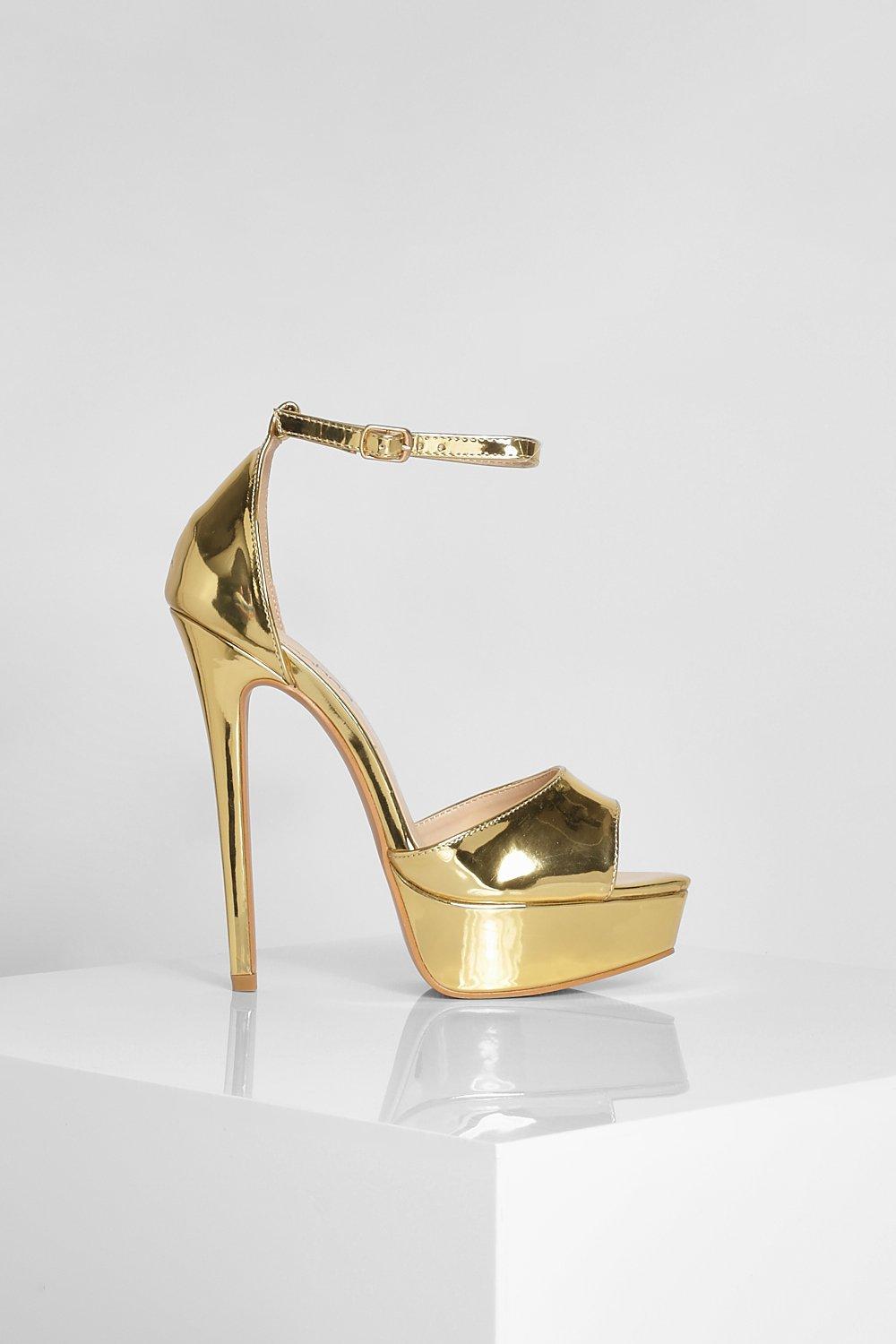 Gold metallic clearance platform heels