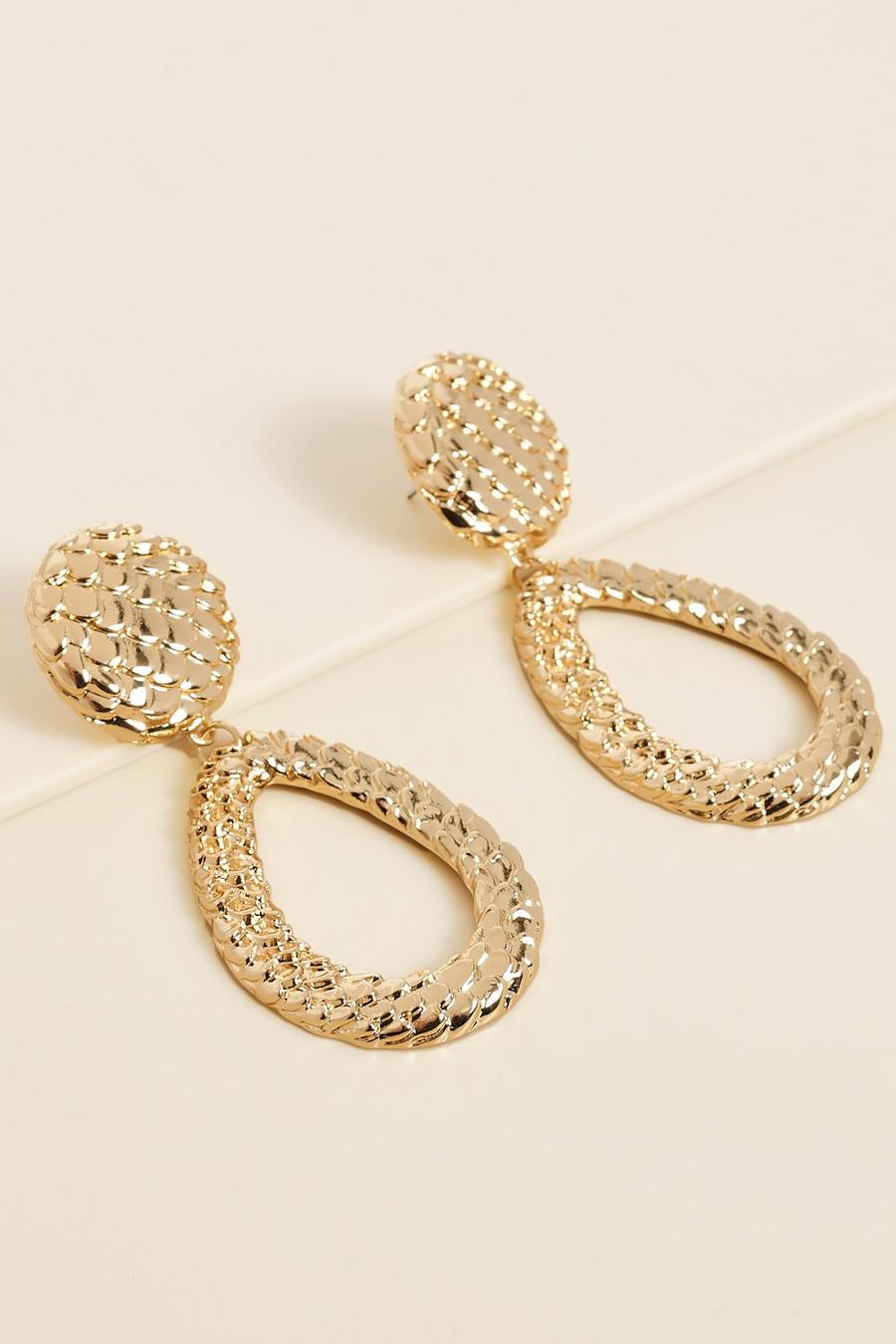 Boucles d'oreilles pendantes serpent en métal , Gold image number 1
