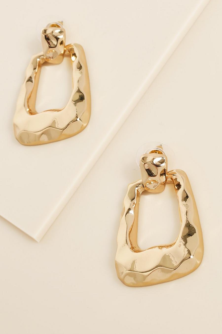 Gold Hammered Knocker Earrings image number 1