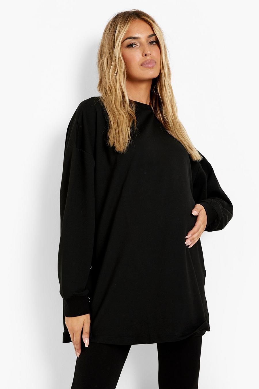 Black svart Mammakläder - Sweatshirt i återvunnet tyg med tryckknappar image number 1