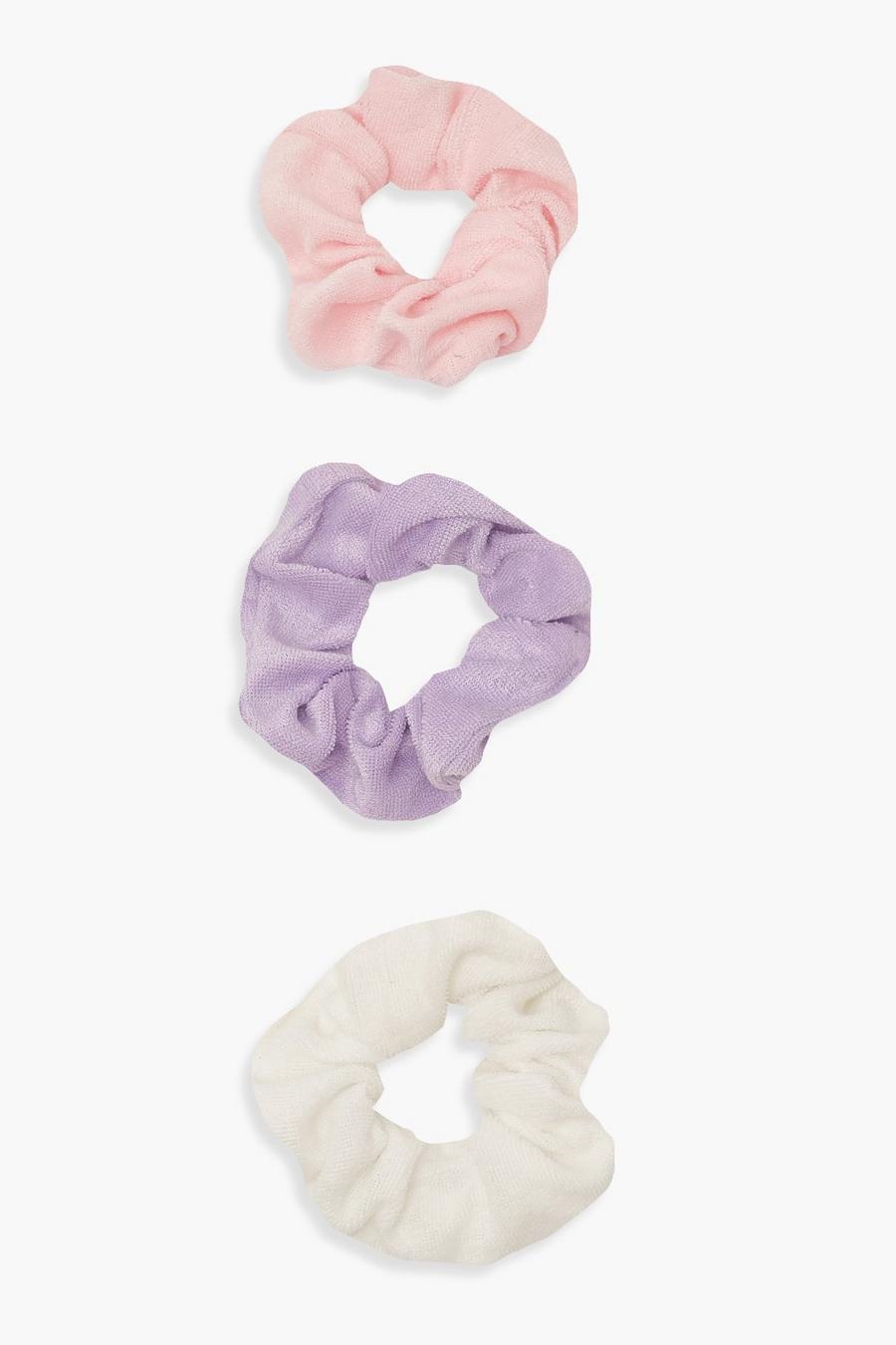 Multi Pastellfärgade scrunchies i frotté (3-pack) image number 1