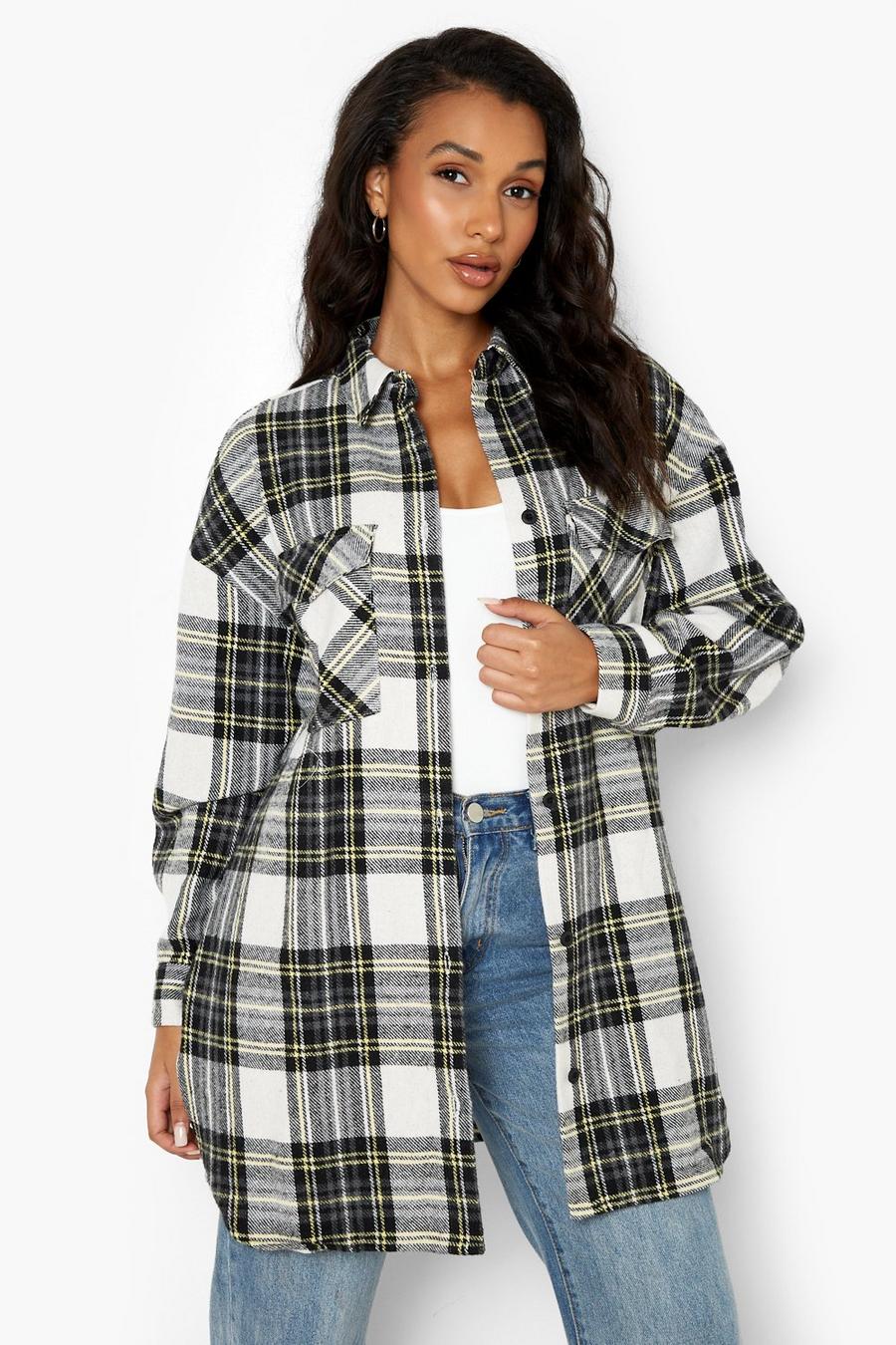 Navy Oversized Heavy Check Shirt image number 1