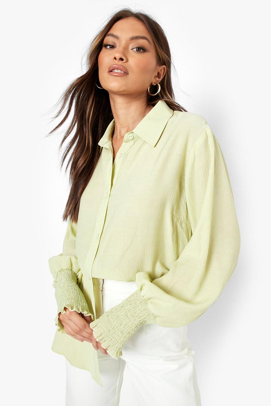 Green Oversized Blouse Met Geplooide Manchettes image number 1