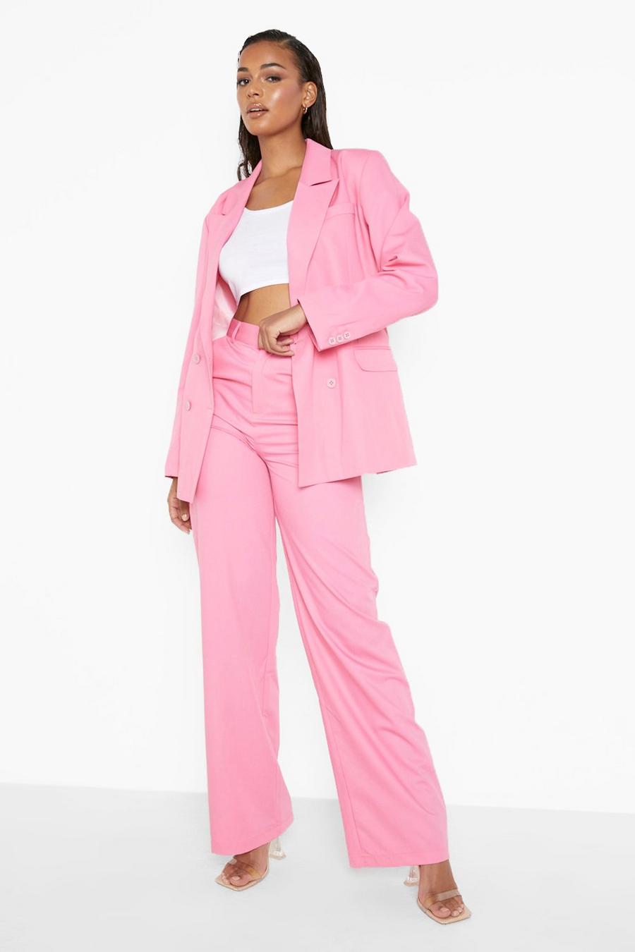 Pink Tailored Extreme Wide Leg Gold Chain Trousers image number 1
