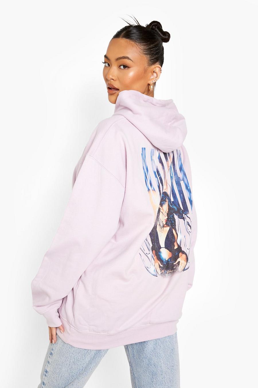 Lilac Aaliyah License Print Oversized Hoodie image number 1