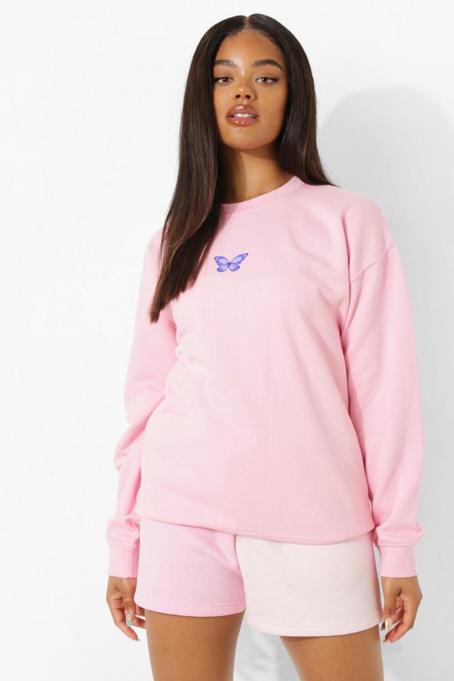 Pink Micro Butterfly Print Sweater image number 1