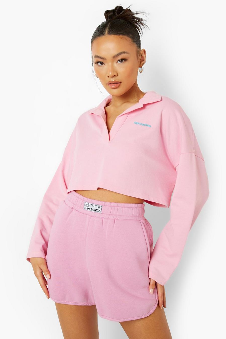 Jersey-Shorts mit Label-Detail, Pink image number 1