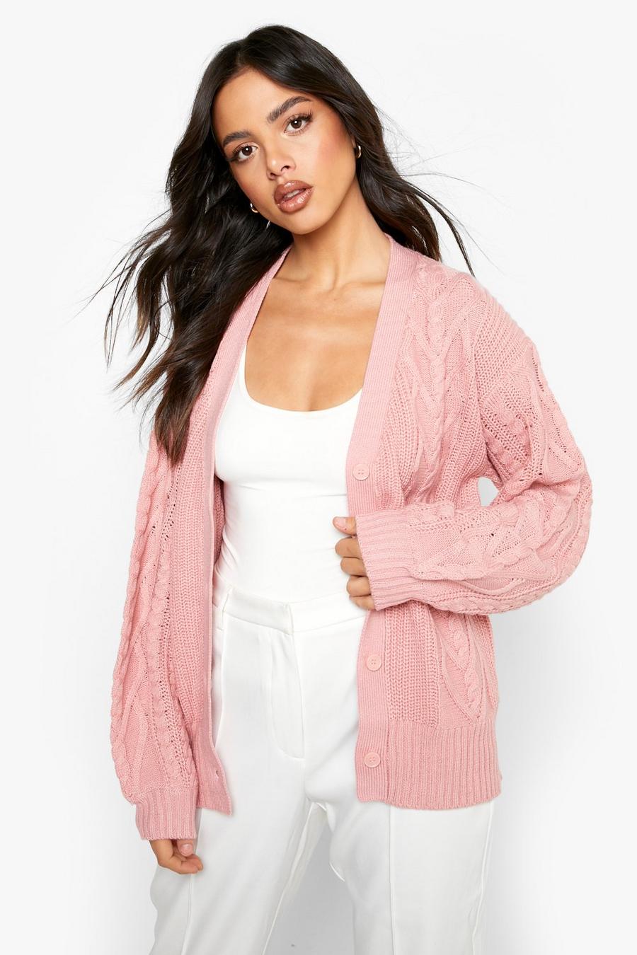 Blush pink Cable Knit Cardigan