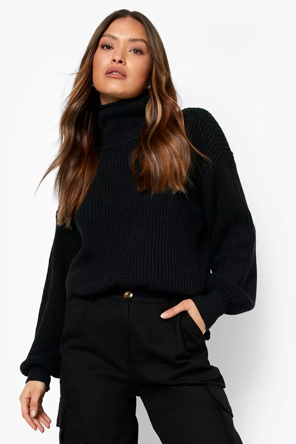 Black balloon sleeve jumper sale