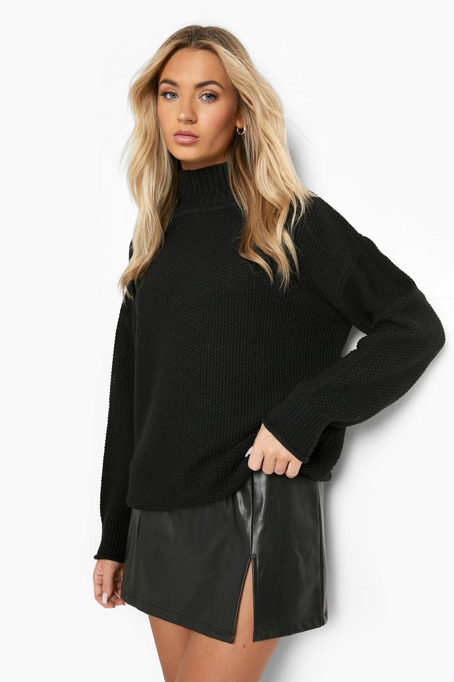 Black Recycled High Neck Sweater image number 1