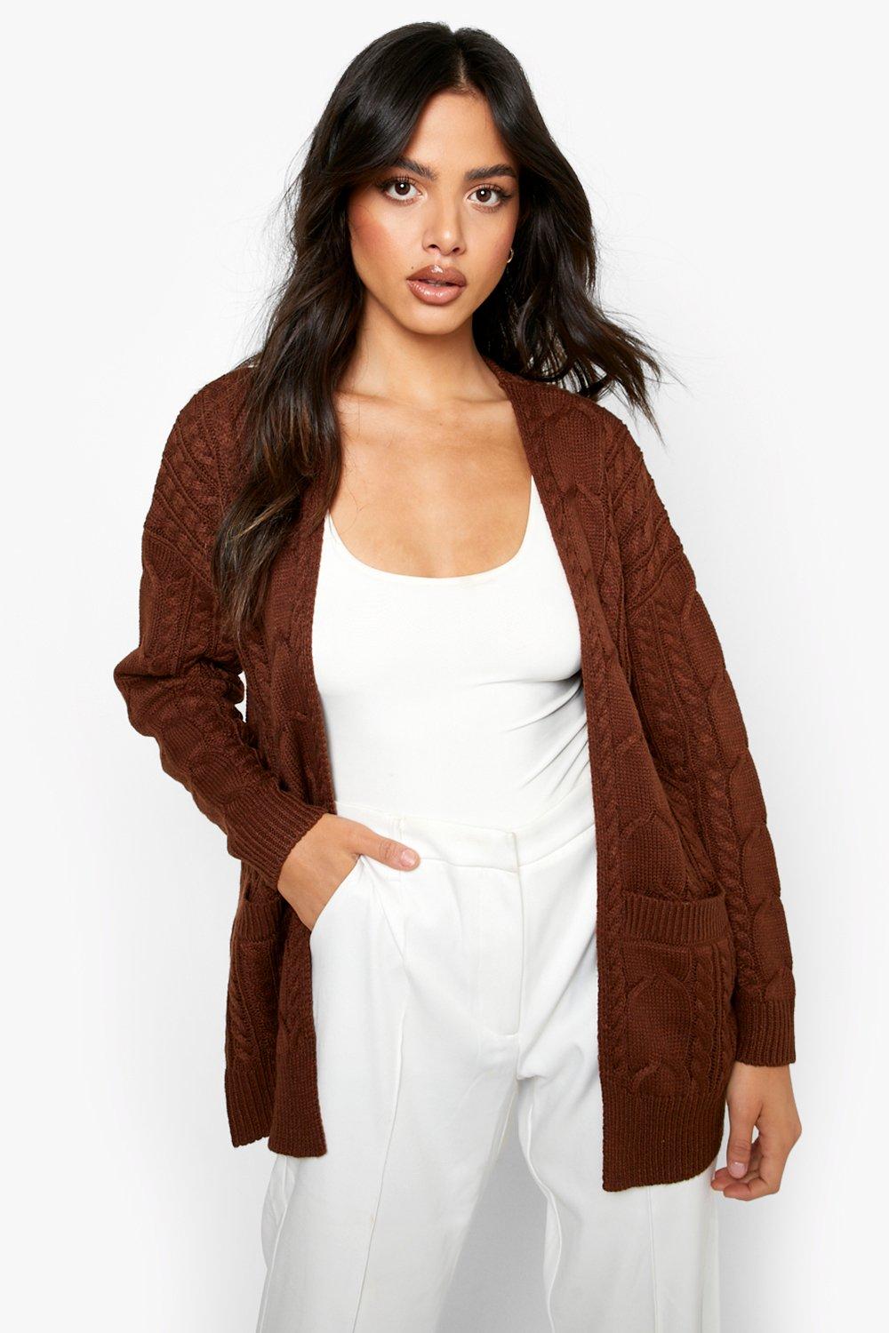 chocolate brown knit cardigan