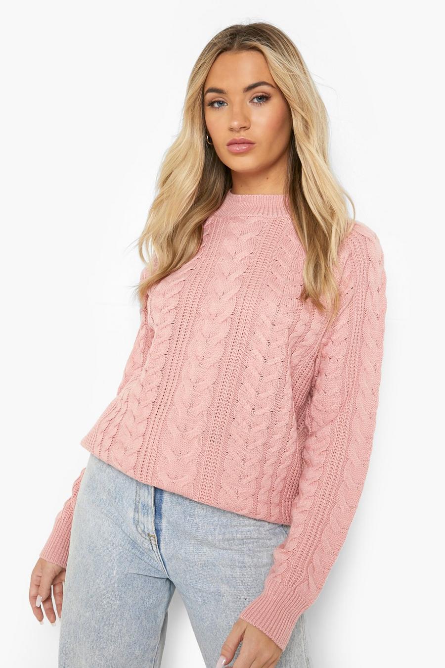 Blush pink Recycled Cable Knit Sweater