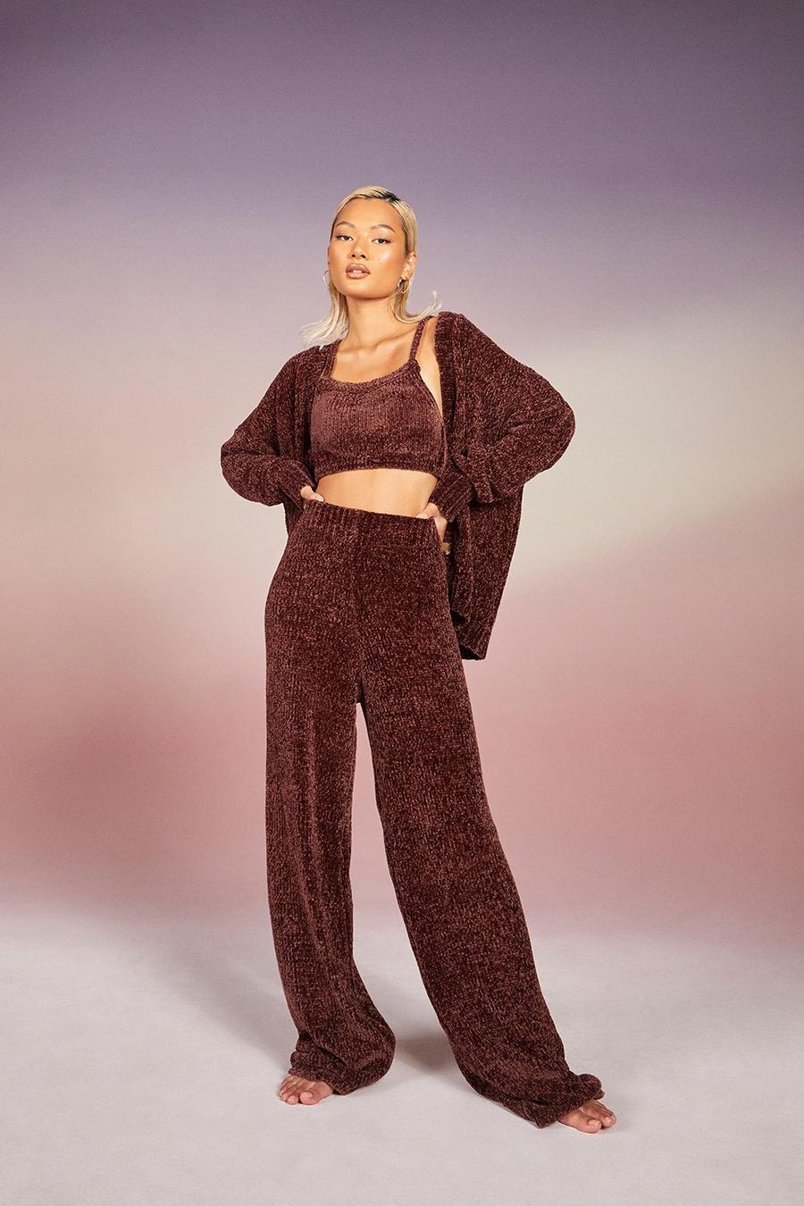 Chocolate Chenille Crop Cardigan image number 1