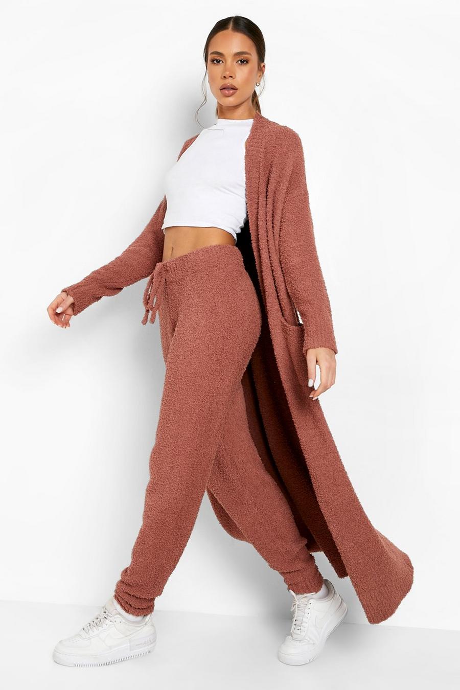 Rust Teddy Knit Maxi Cardigan image number 1