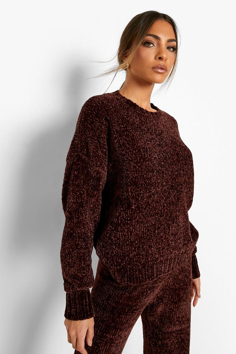 Chocolate brown Recycled Chenille Sweater