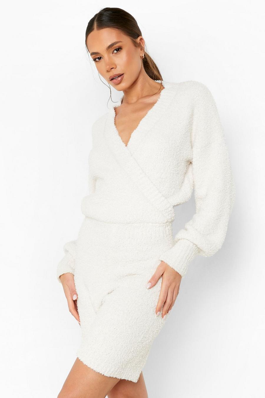 Cream  Teddy Knitted Wrap Playsuit image number 1