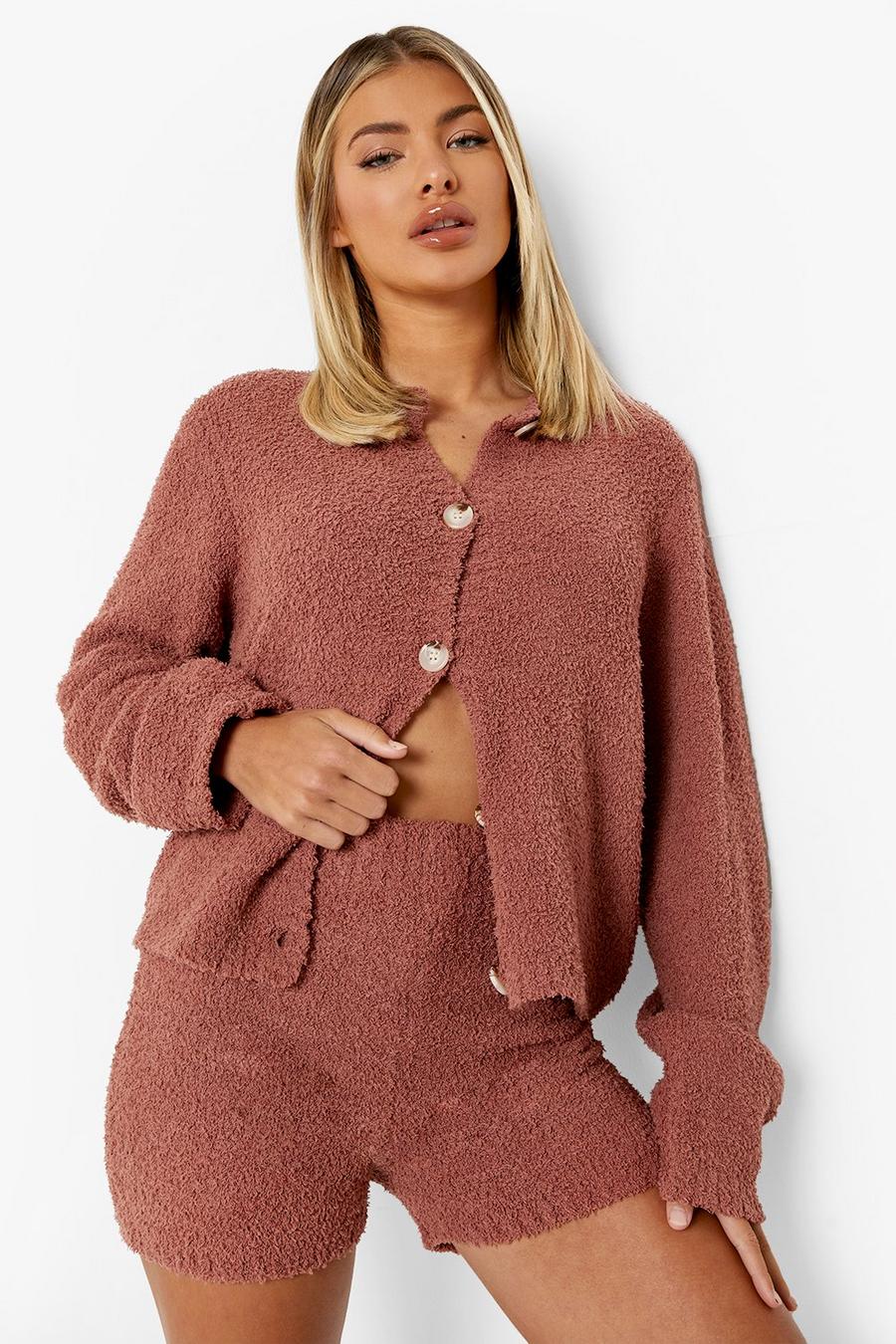 Rust Teddy Knit Cardigan Co-ord image number 1