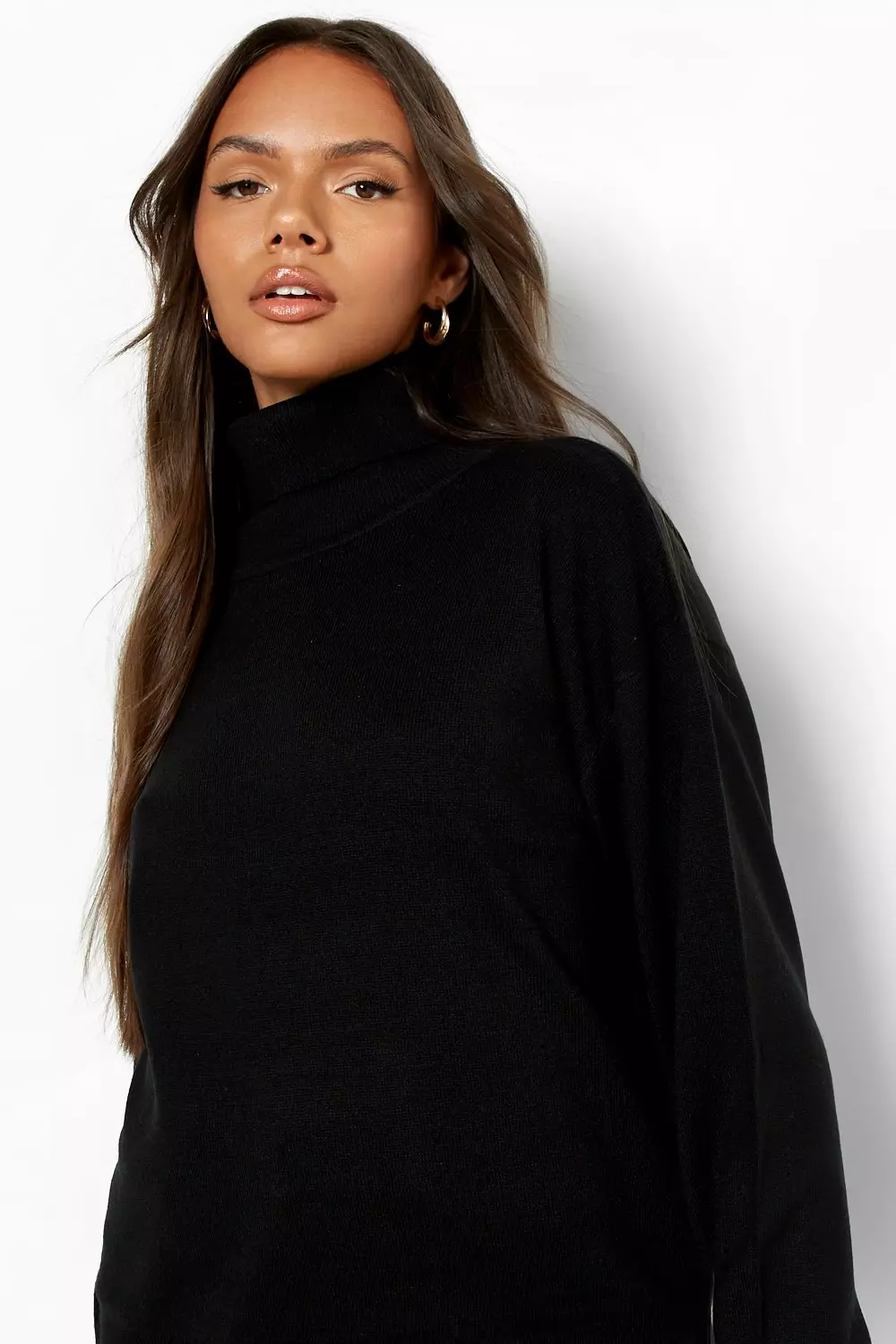 Oversized black roll neck jumper new arrivals