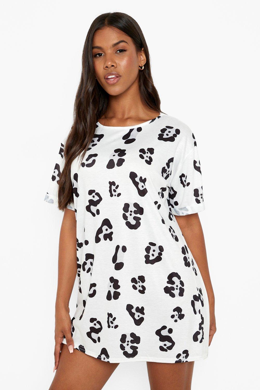 Cow print t shirt dress online