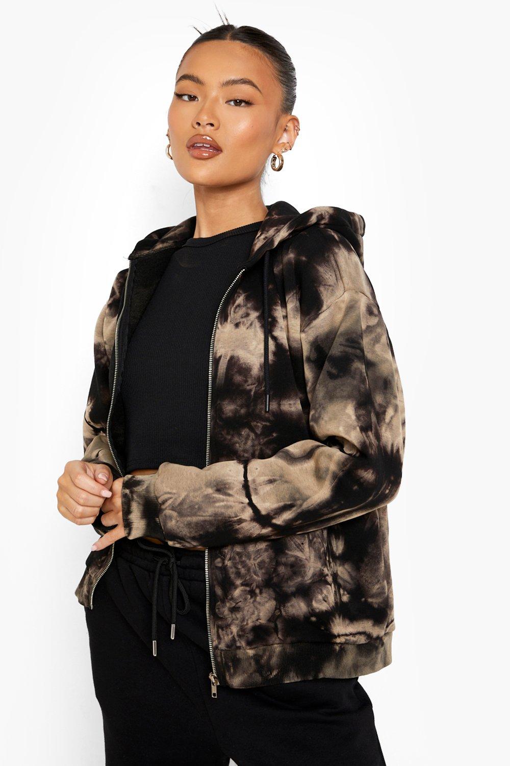 Womens black tie dye hoodie hot sale