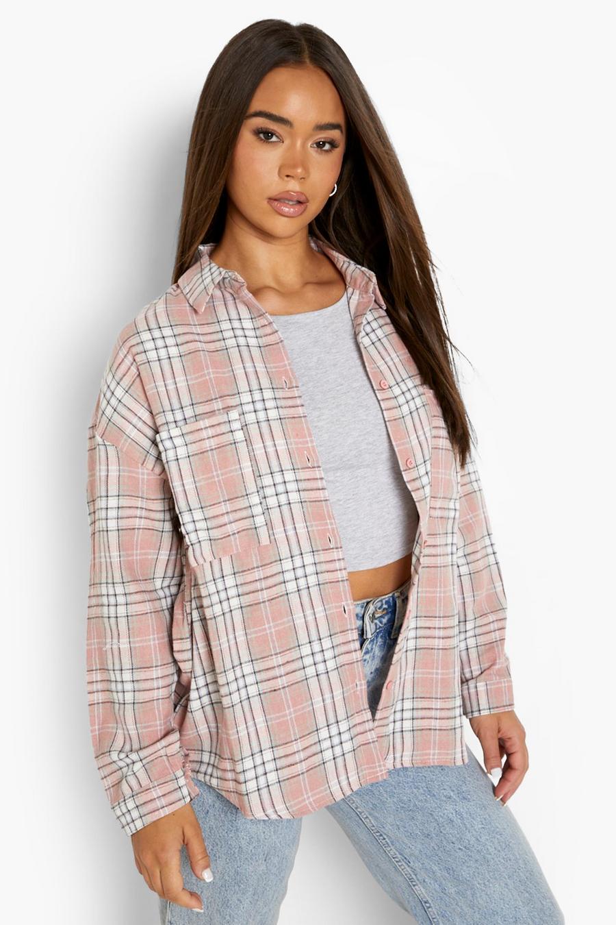 Pink Oversized Checked Shirt image number 1