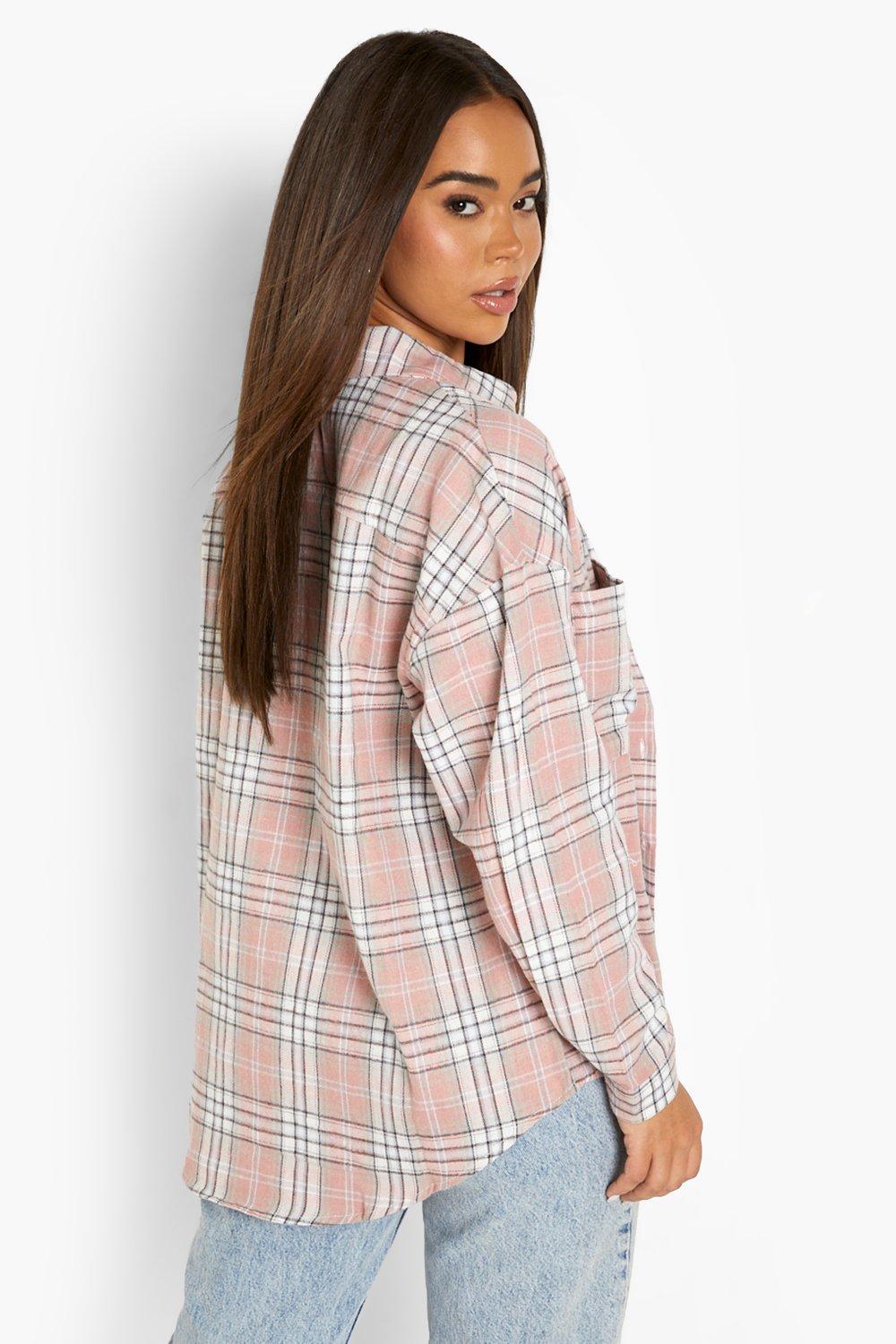 Pink check 2024 shirt womens