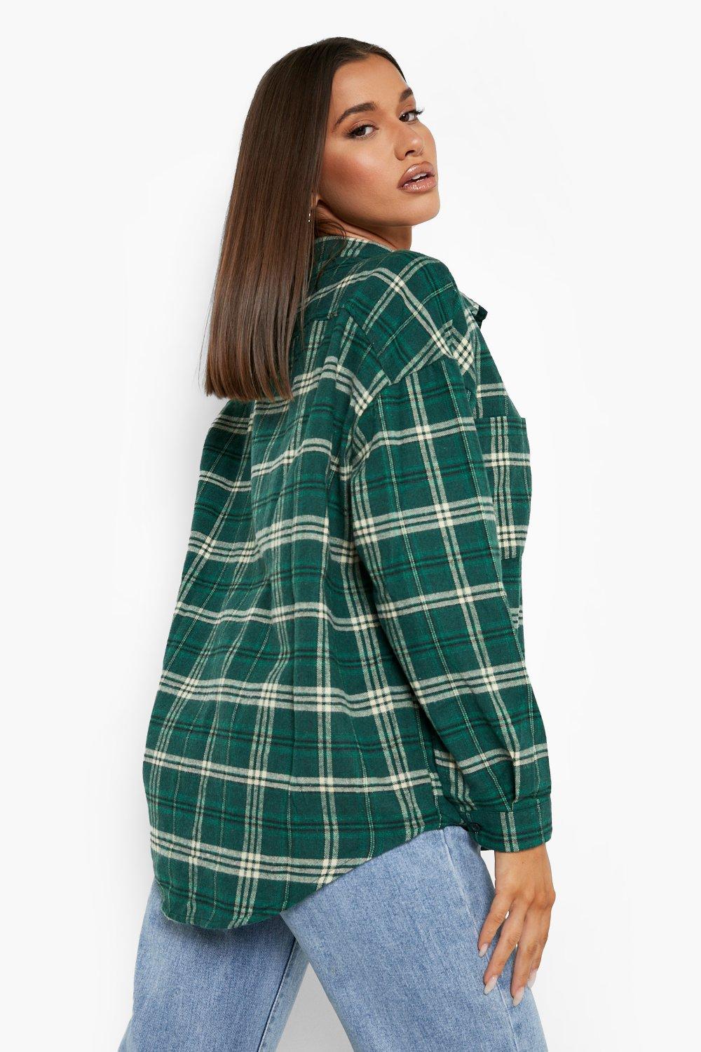 Green check 2024 shirt womens