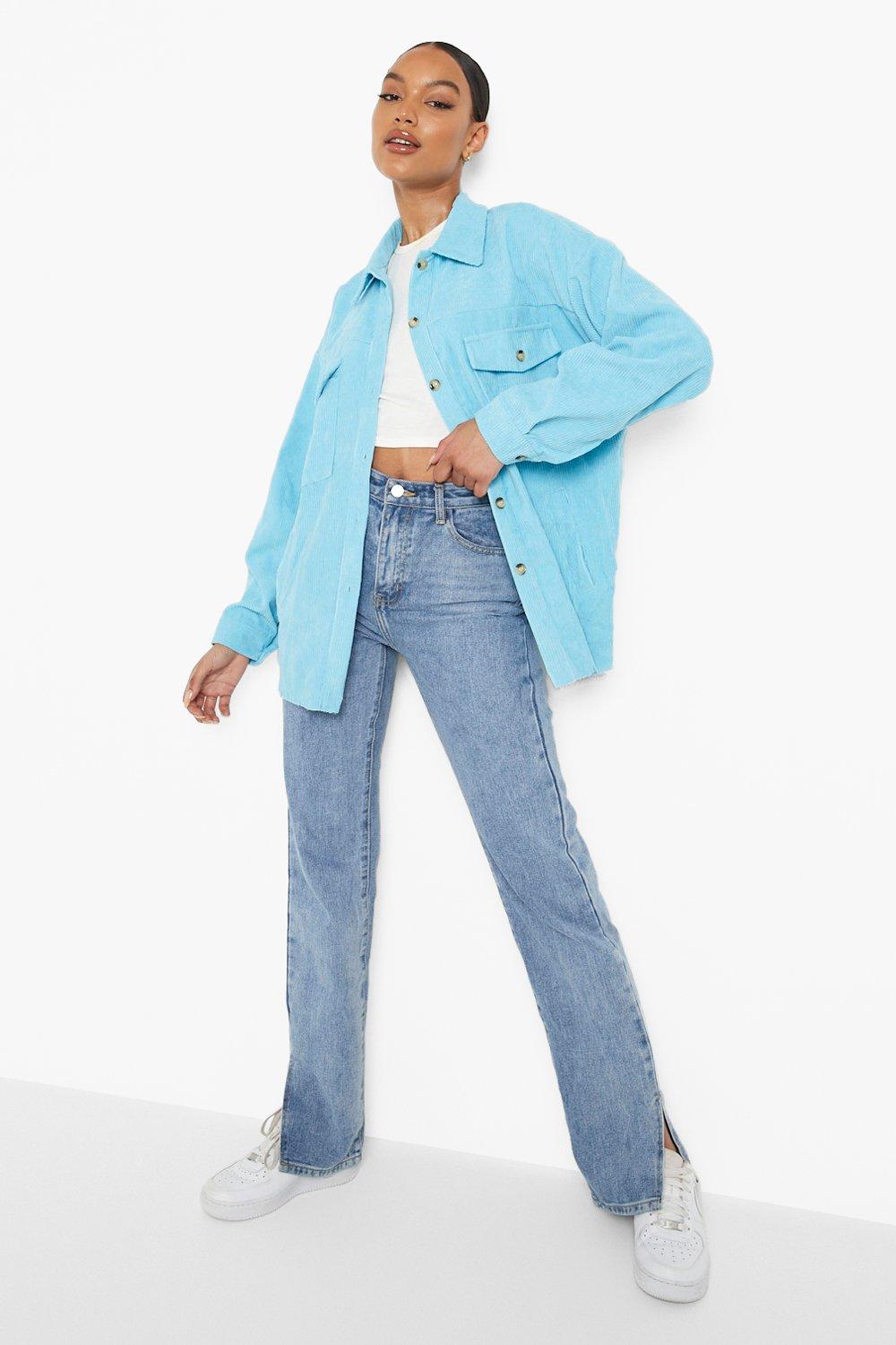 PRETTYLITTLETHING Light Blue Wash Oversized Boyfriend Denim Jacket